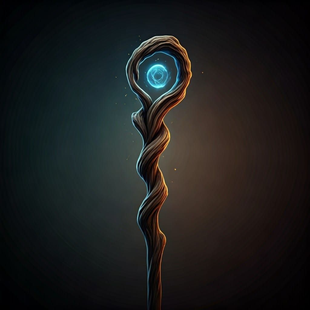 Ancient Wooden Staff in Triadic Glory