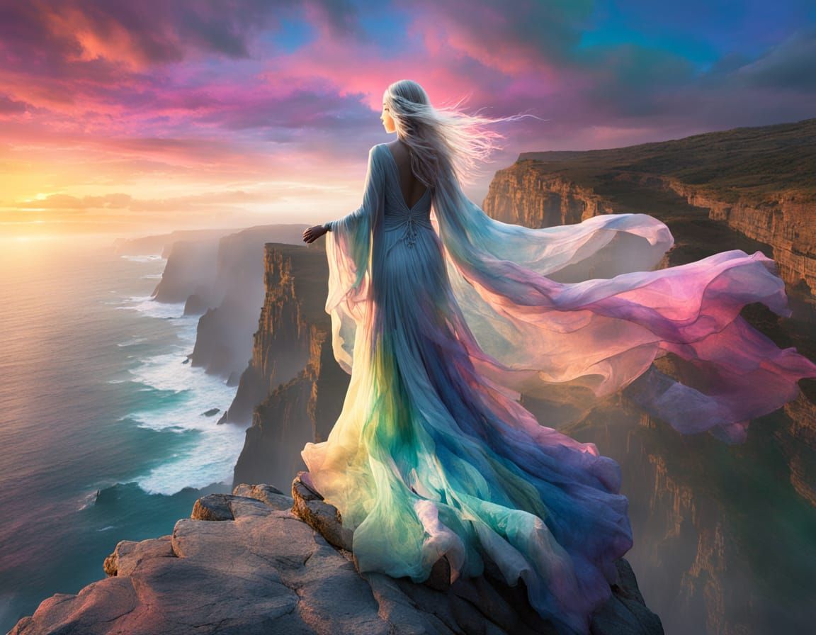 Ethereal Dream Goddess at Sunset Cliff