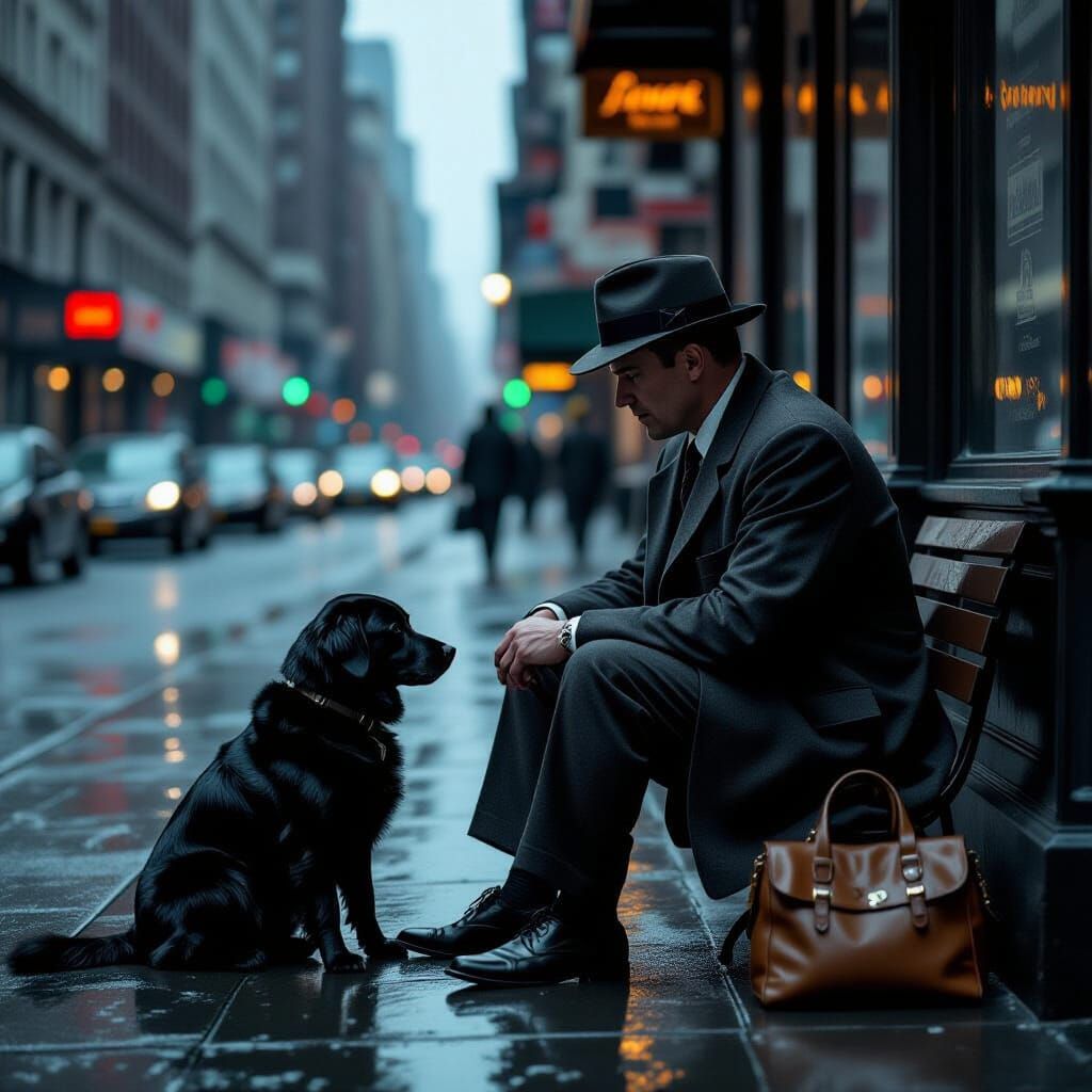 Man and Dog in 1950s New York, Cinematic Style