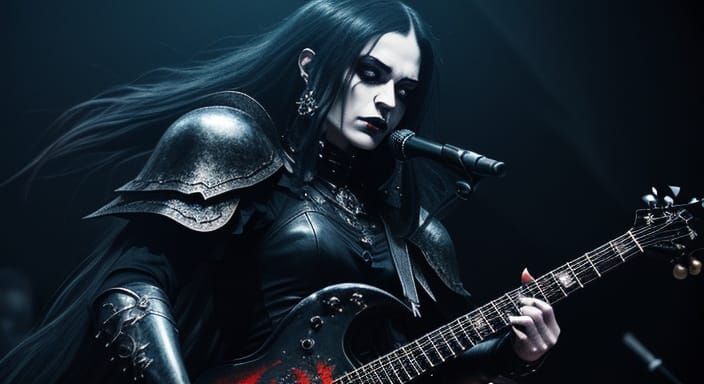 Female Black Metal Band on Stage in Gothic Style