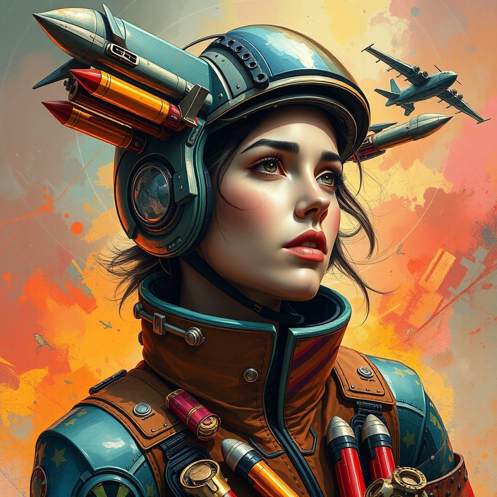 Woman in Drones: Hyperrealistic Sci-Fi Art
