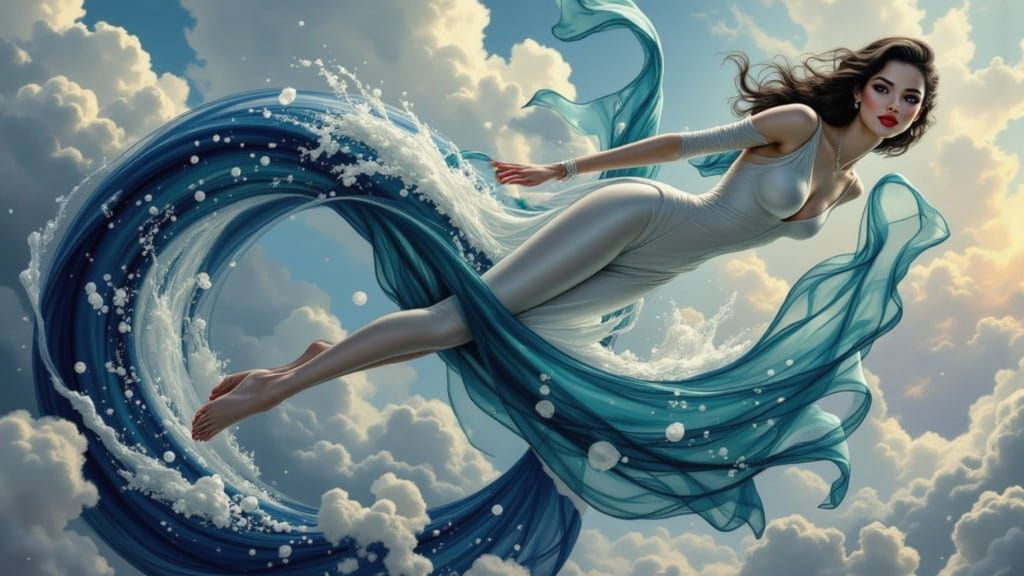 Art Deco Goddess Embracing the Wind and Sea