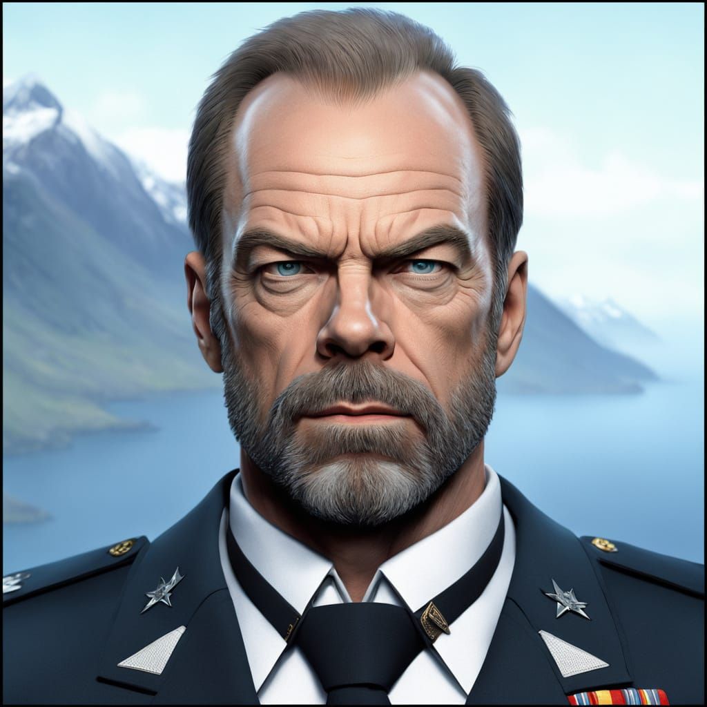 Ultrarealistic Secretary of Defense in a Gray Military Unifo...
