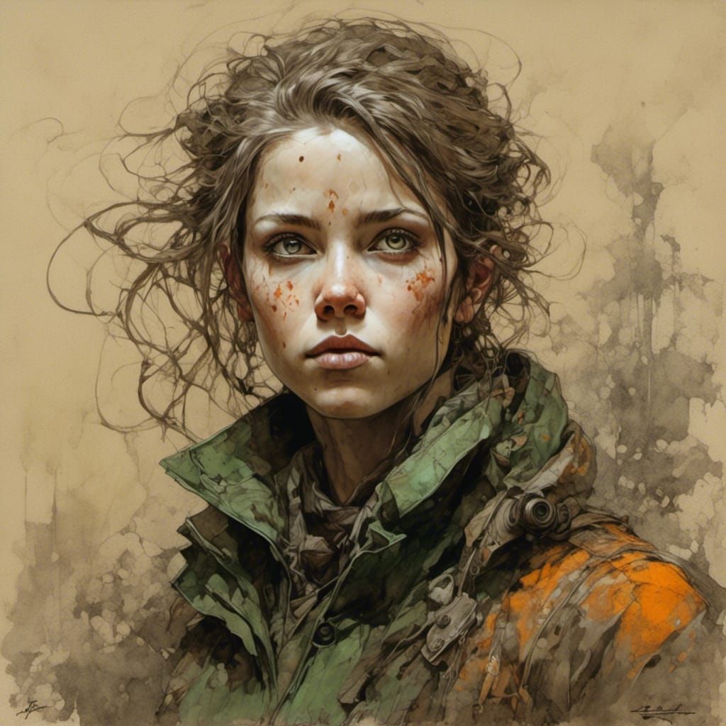 Expressive Woman Portrait with Green Eyes