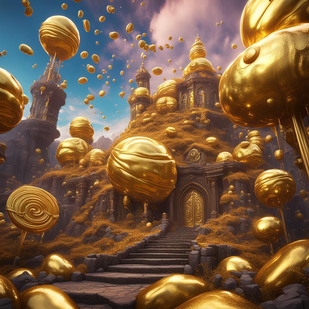 Giant Gold Candy: Detailed Matte Painting