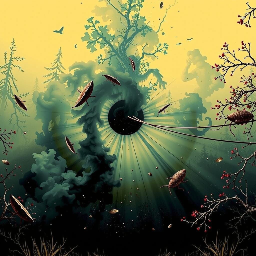 Abstract Swirling Red Forms