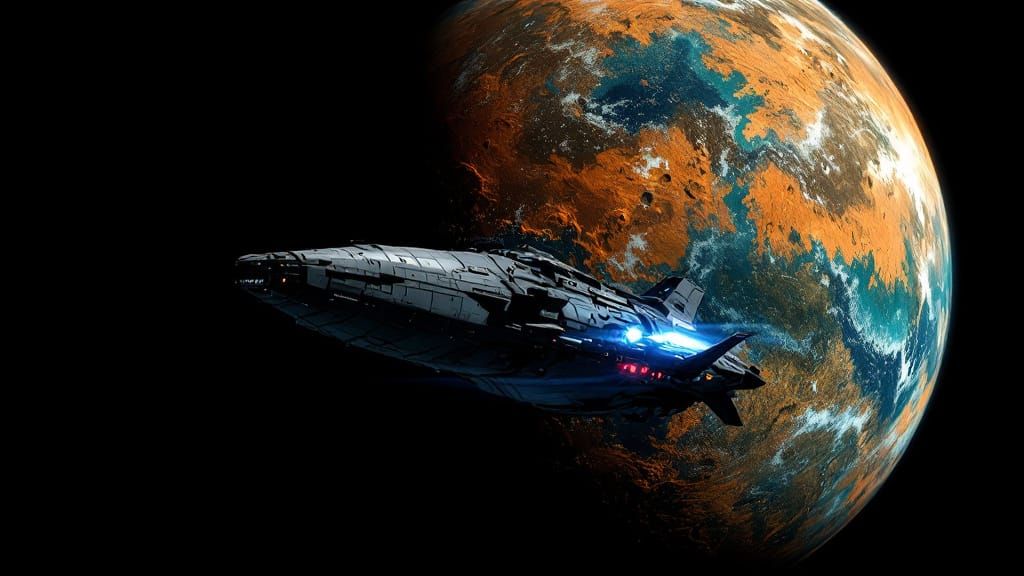 Intergalactic Spaceship Sails Towards a Colorful Planet