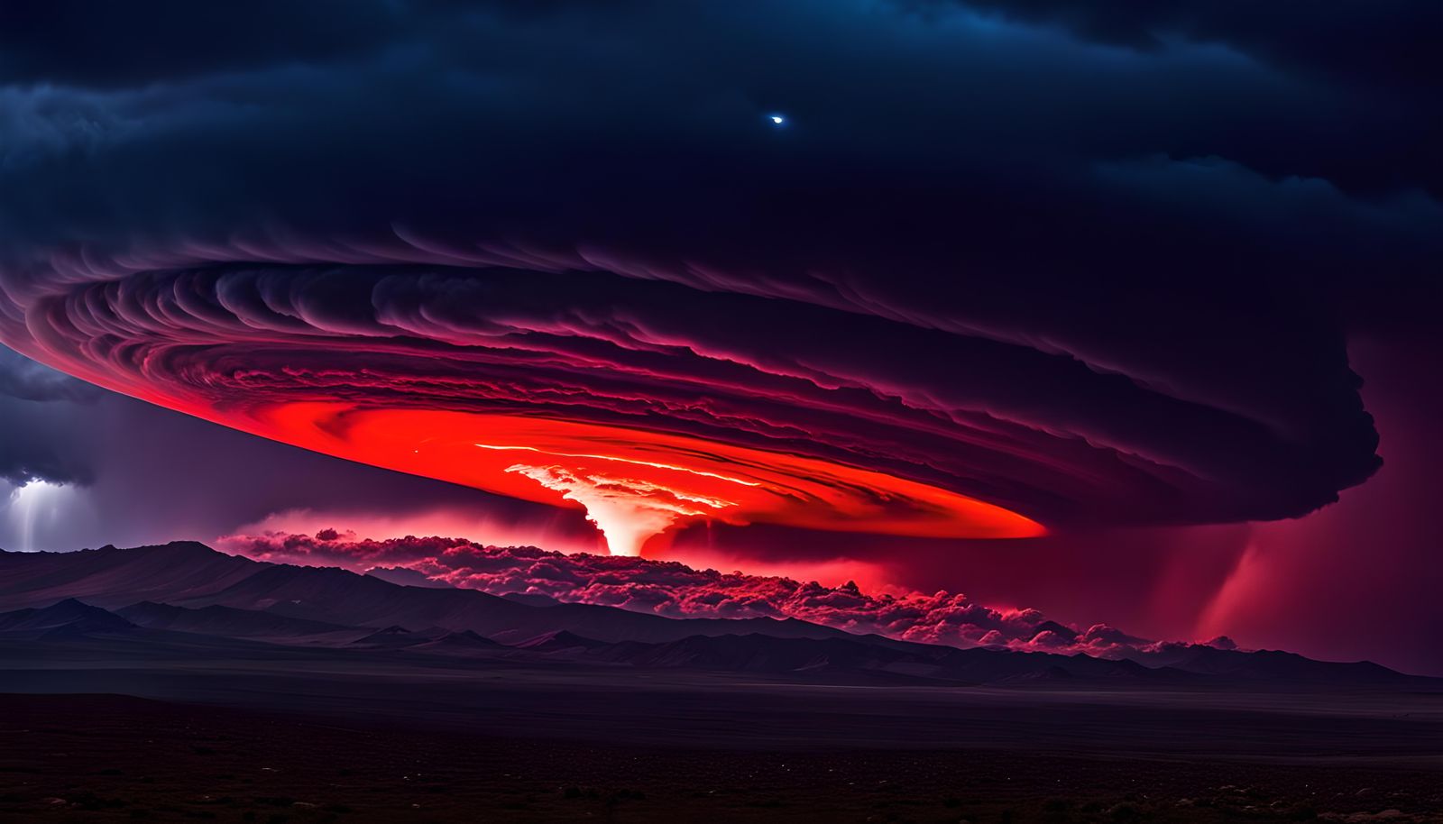 Jupiter Tornado with Blood Red Lightning, Neo-Impressionist ...
