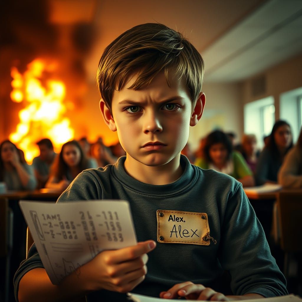 Intense Math Focus Amidst Classroom Chaos