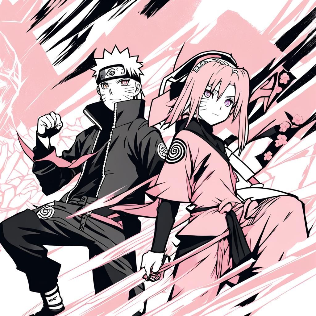 Sakura and Naruto: Anime Style Illustration