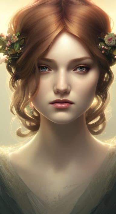 Briar Rose Portrait in Art Nouveau Style