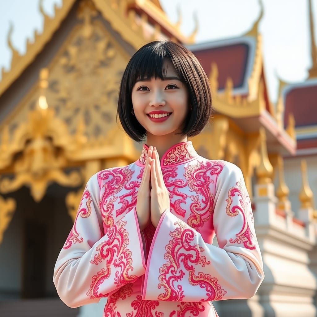 K-Pop Star at Grand Palace in Thai Dress