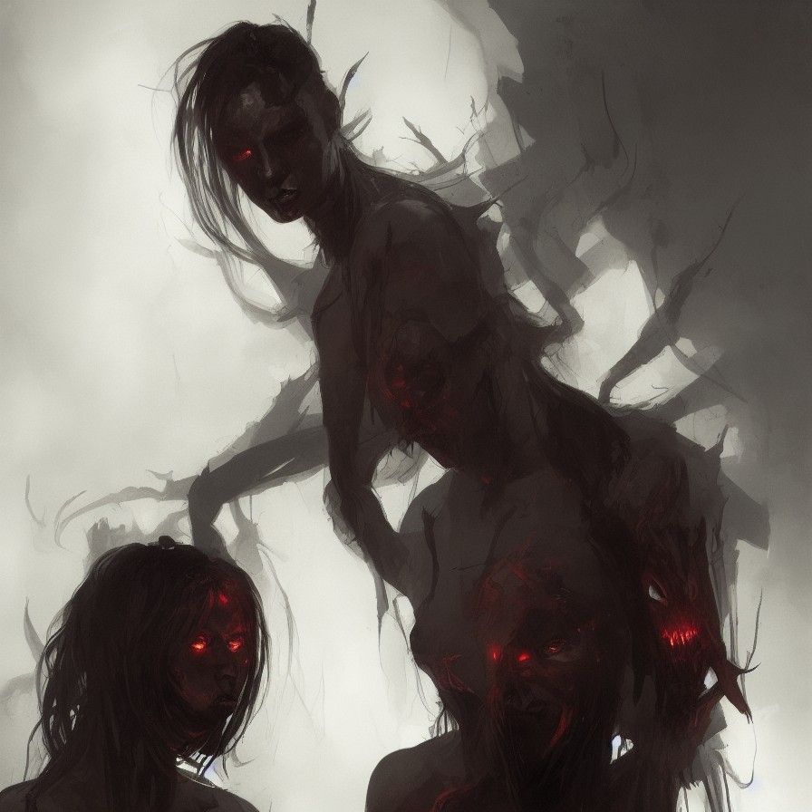 Sinister Half-Demon Portrait in Dark Fantasy Style