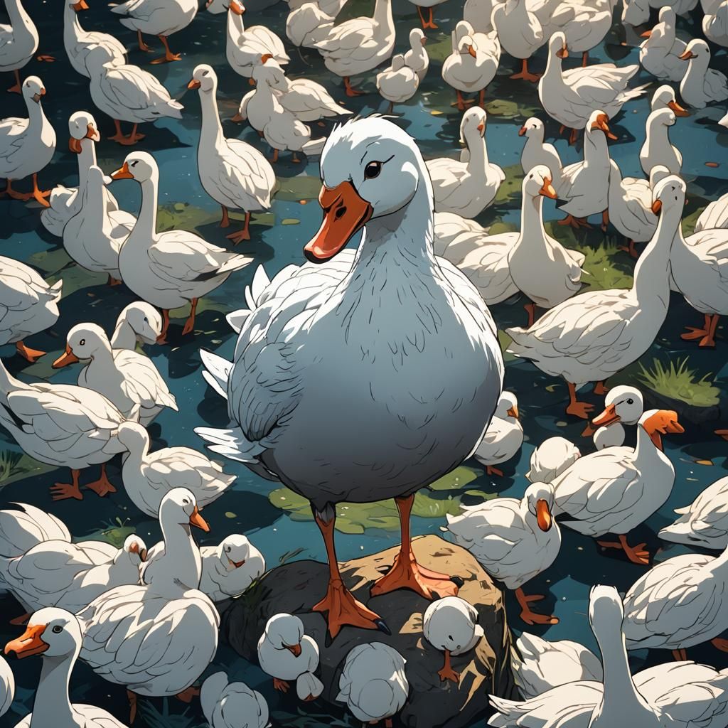 Anime Style Silly Goose Cel-Shaded Art