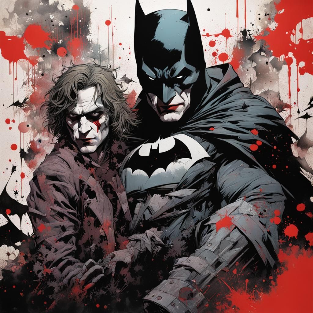 Batman and Joker Dark Fantasy Double Exposure Poster