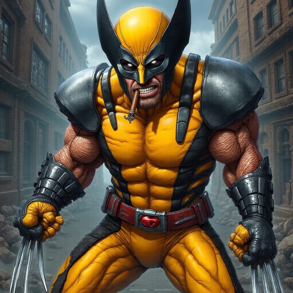 Hyperrealistic Wolverine in Iconic Suit, Cinematic Lighting