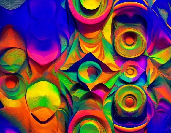 Psychedelic Geometric Abstract Art with Complementary Colors
