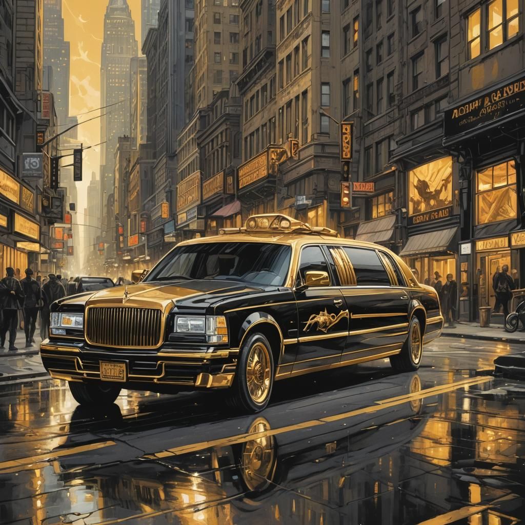 Opulent Limousine in Comic Book Style