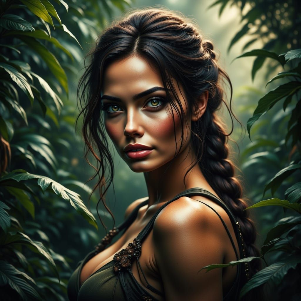 Lara Croft Portrait in Hyperrealistic Style