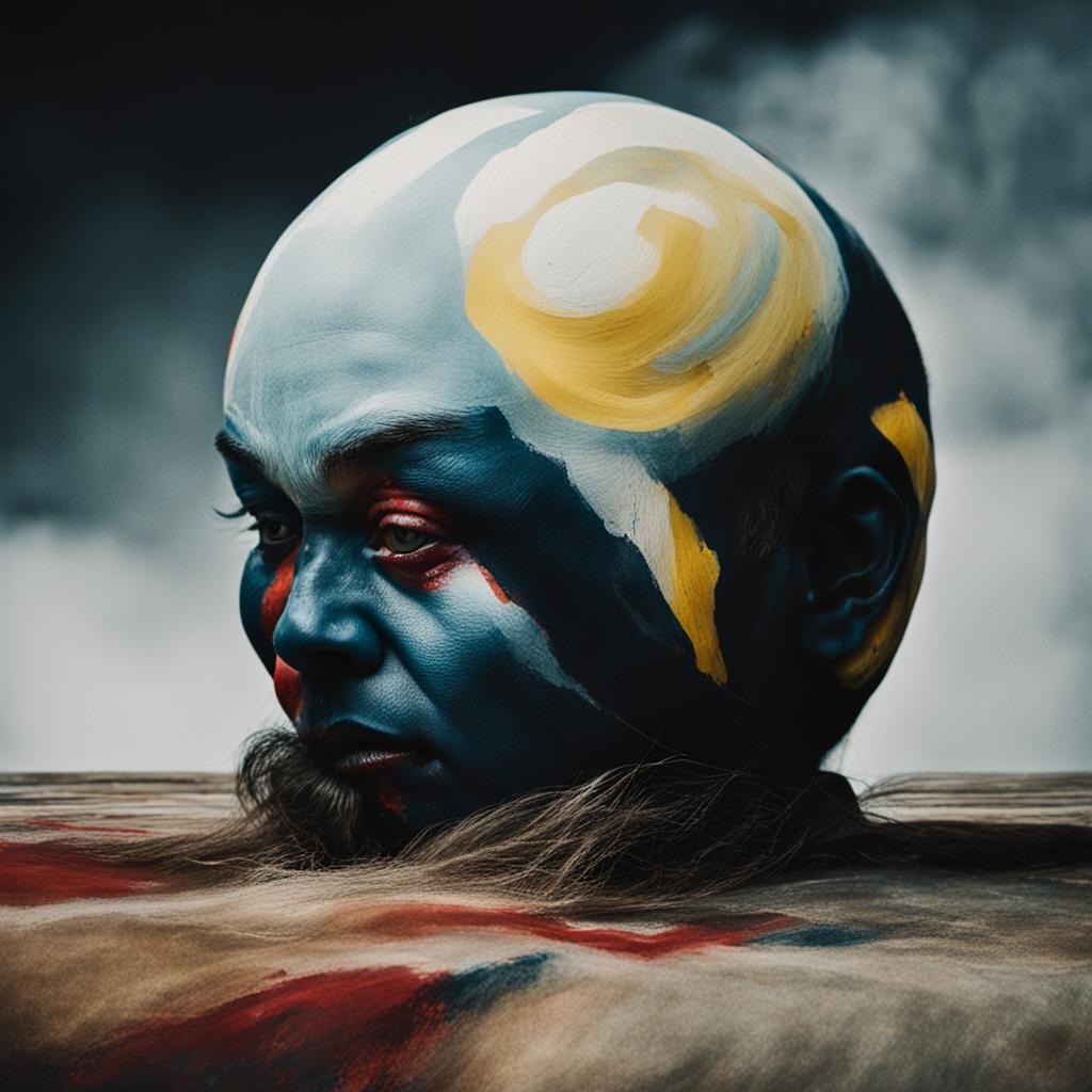 Expressive Portrait with Painted Strokes and Ambient Light