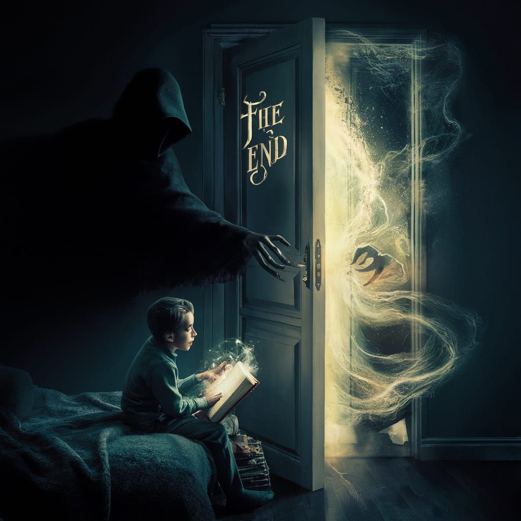 Suspenseful Movie Poster: Shadowy Figure and Magical Portal