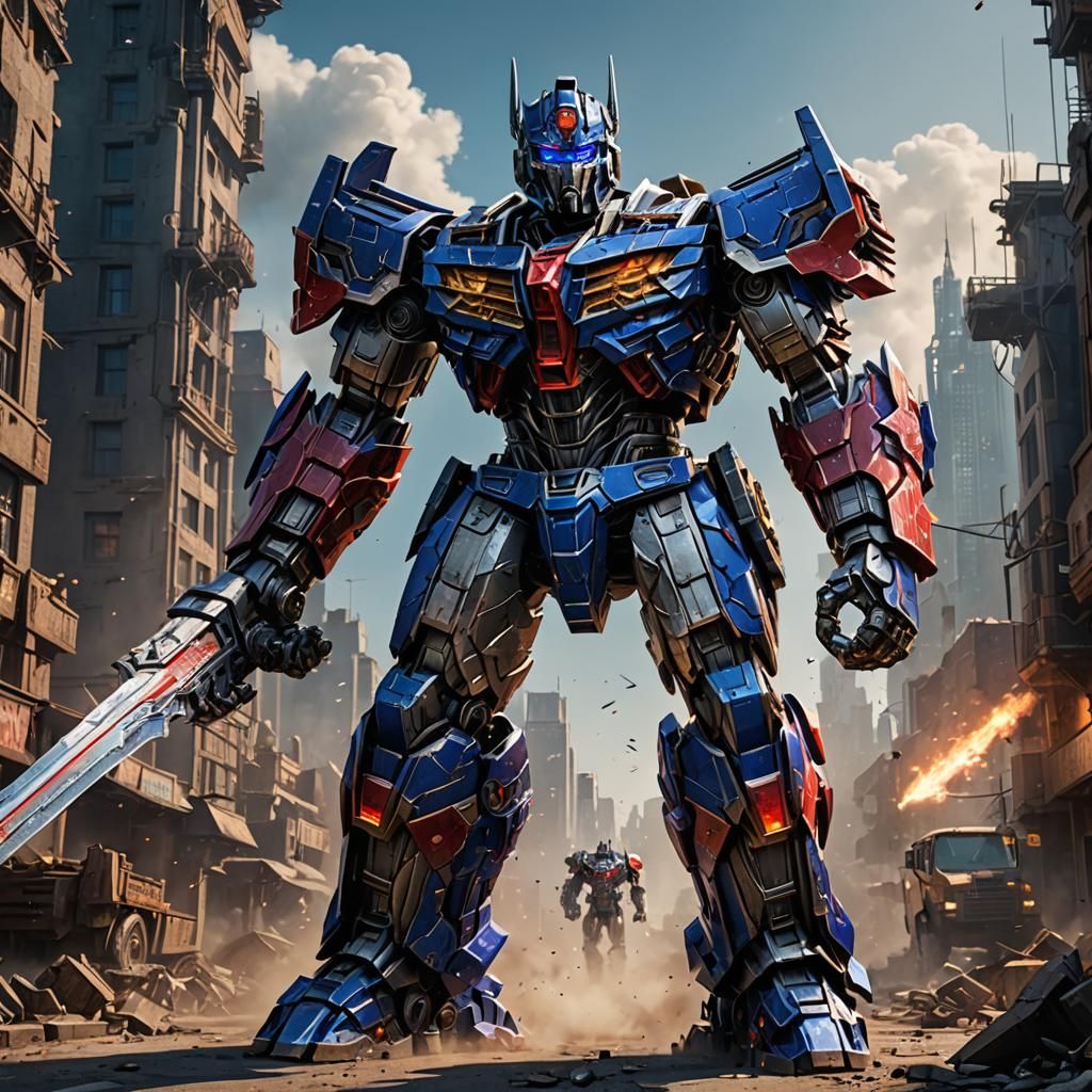 Optimus Prime Knight Badass Walk: Detailed Matte Painting