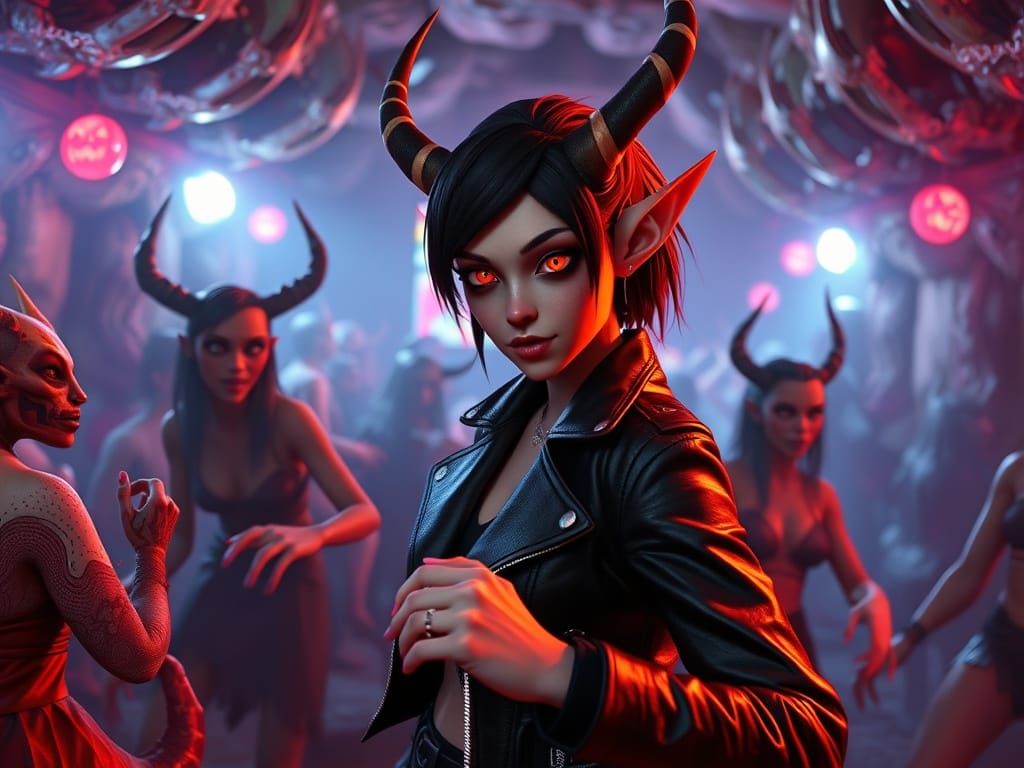 Tiefling Dancing at Halloween Crypt Rave