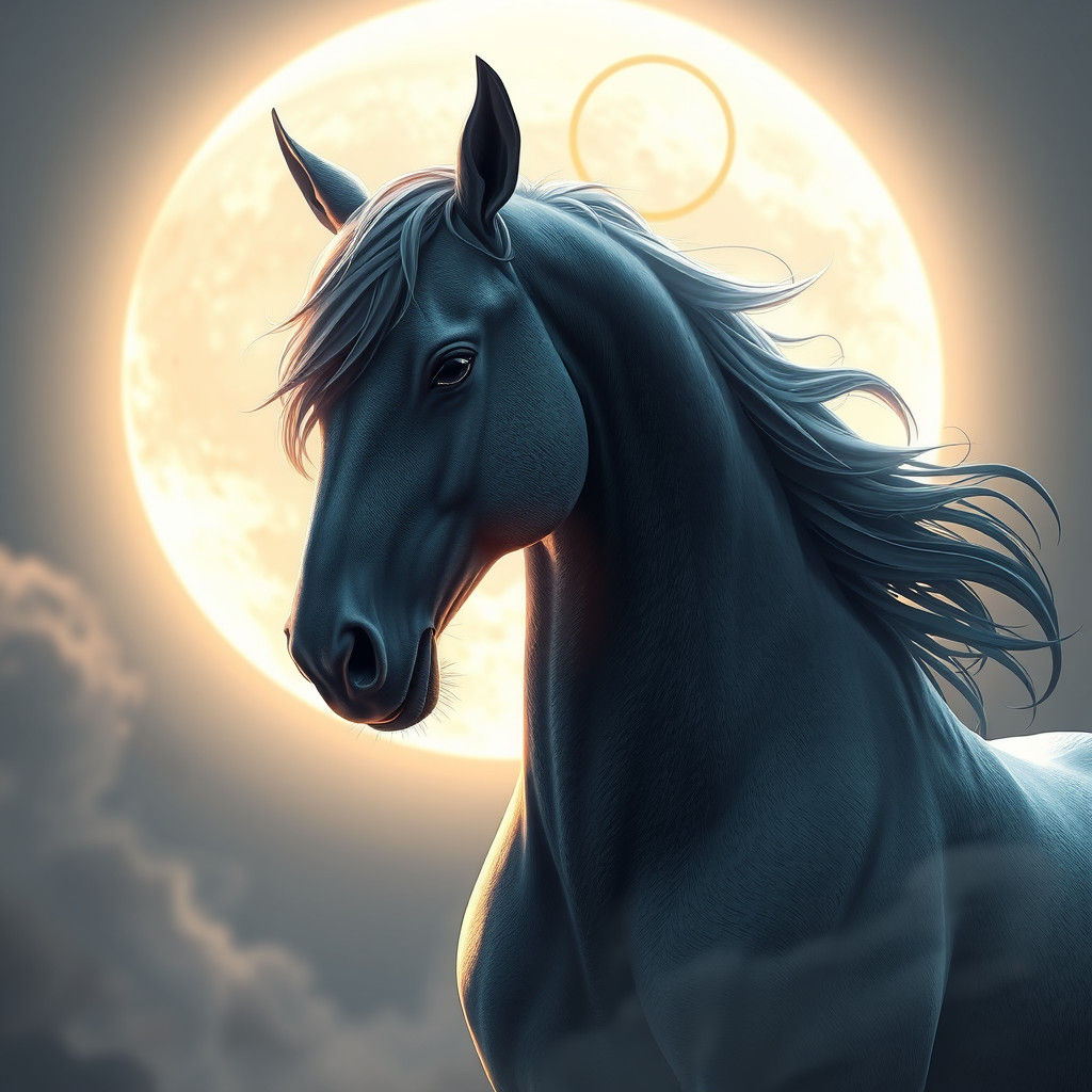 Horse with Moon Head: 3D Anime Art