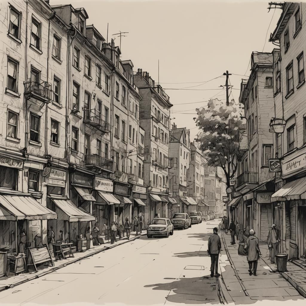 Vibrant Street Scene Study in Loose Brushstrokes