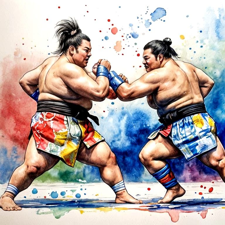 sumo fighters in the ring