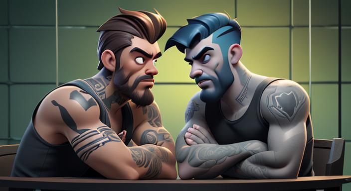 Tough Men Behind Bars: A 3D Prison Scene