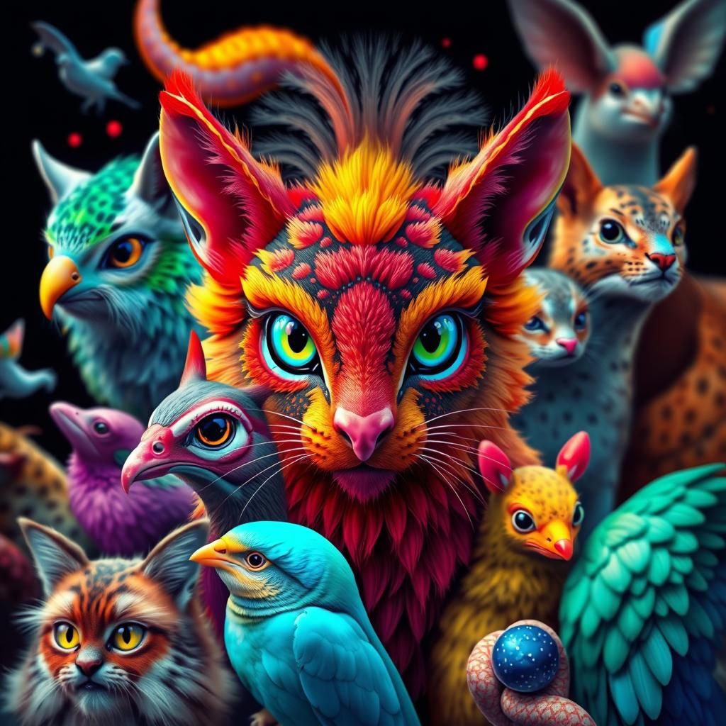 Colorful and Detailed Digital Art of Fantastic Animals