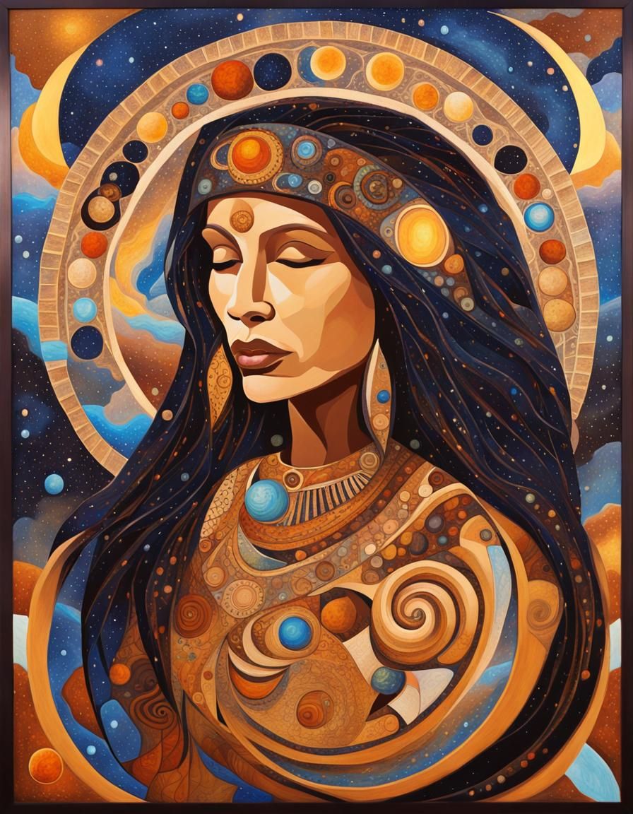 First Nations Earth Mother in Acrylic Art