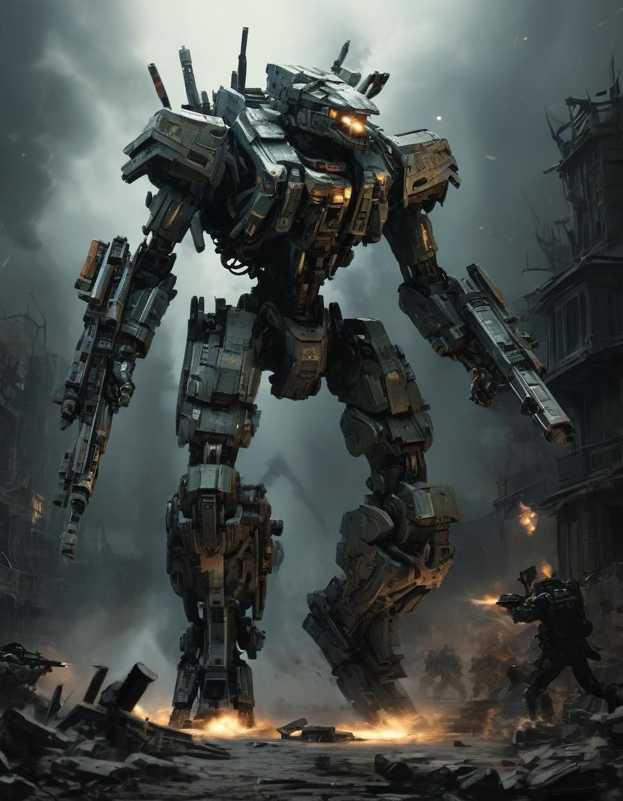 Armored Core Mech in Phyrexian Combat, Hyperdetailed