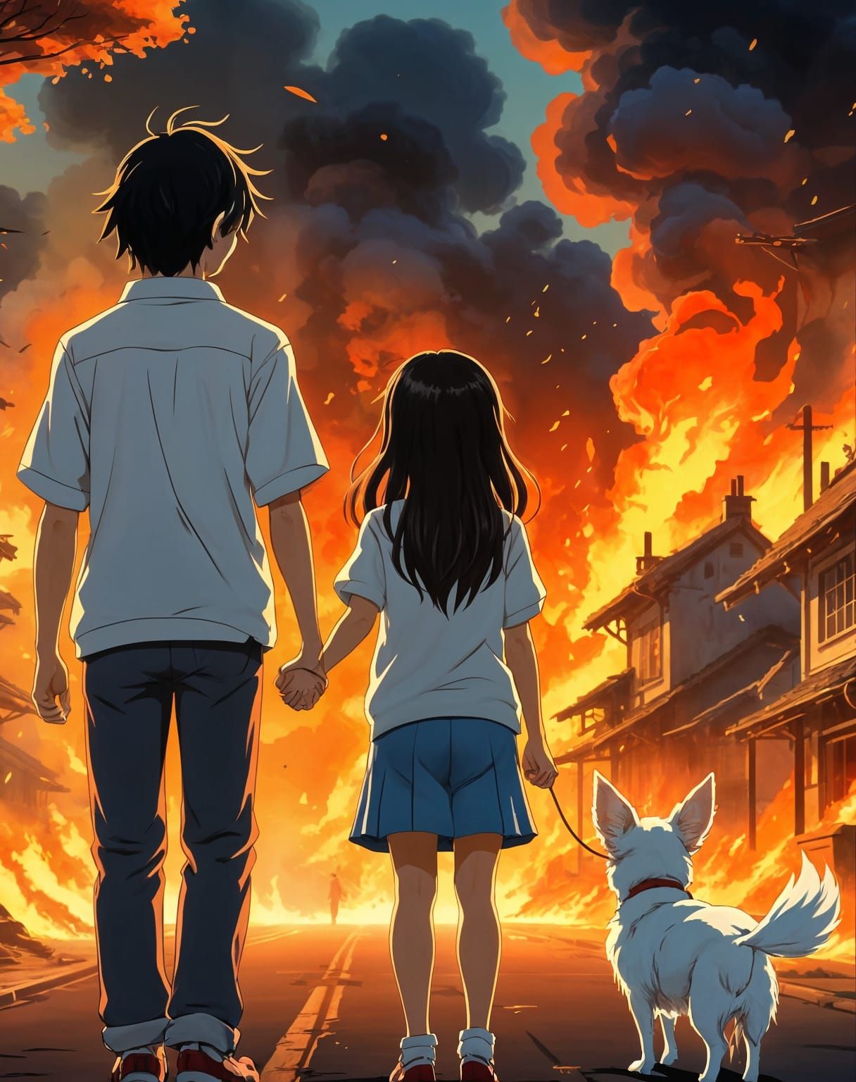 Children Face Inferno in Anime Style