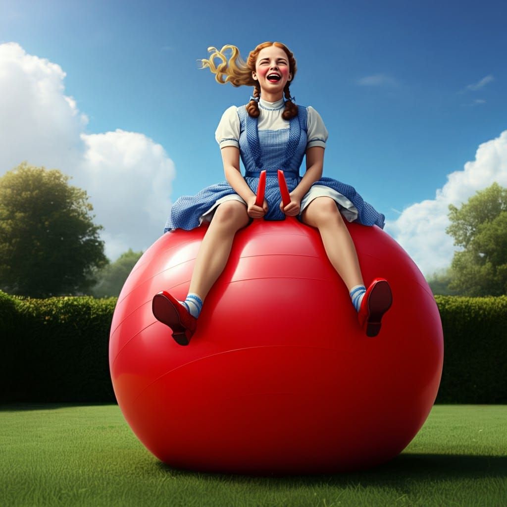 Dorothy Gale on Hippity Hop Ball in Hyperrealistic Style
