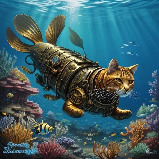 Golden Cat's Steampunk Underwater Adventure