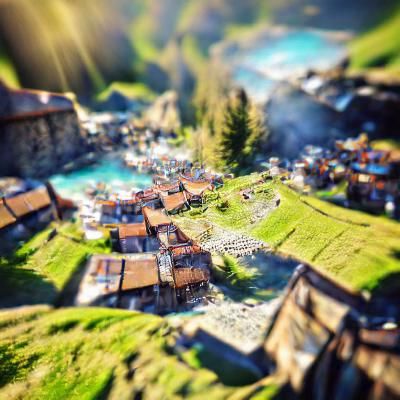 Swiss Alps Village in Tilt-Shift VRay Lighting
