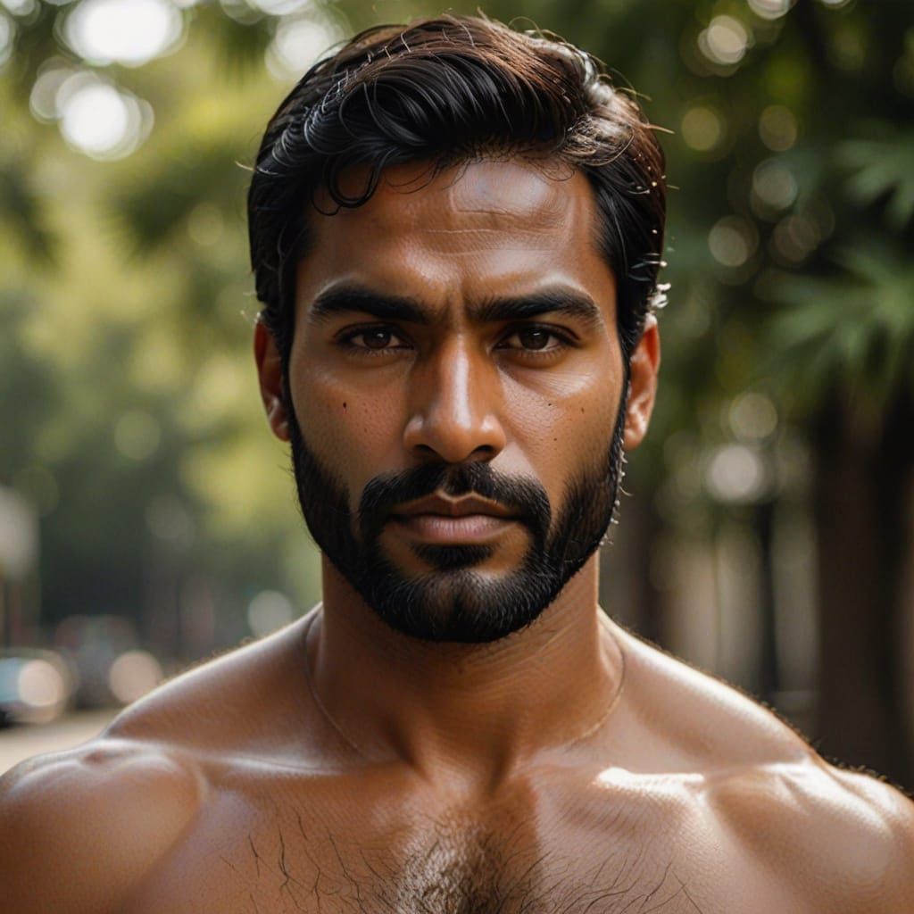 Striking Close-Up of a Handsome South Indian Man