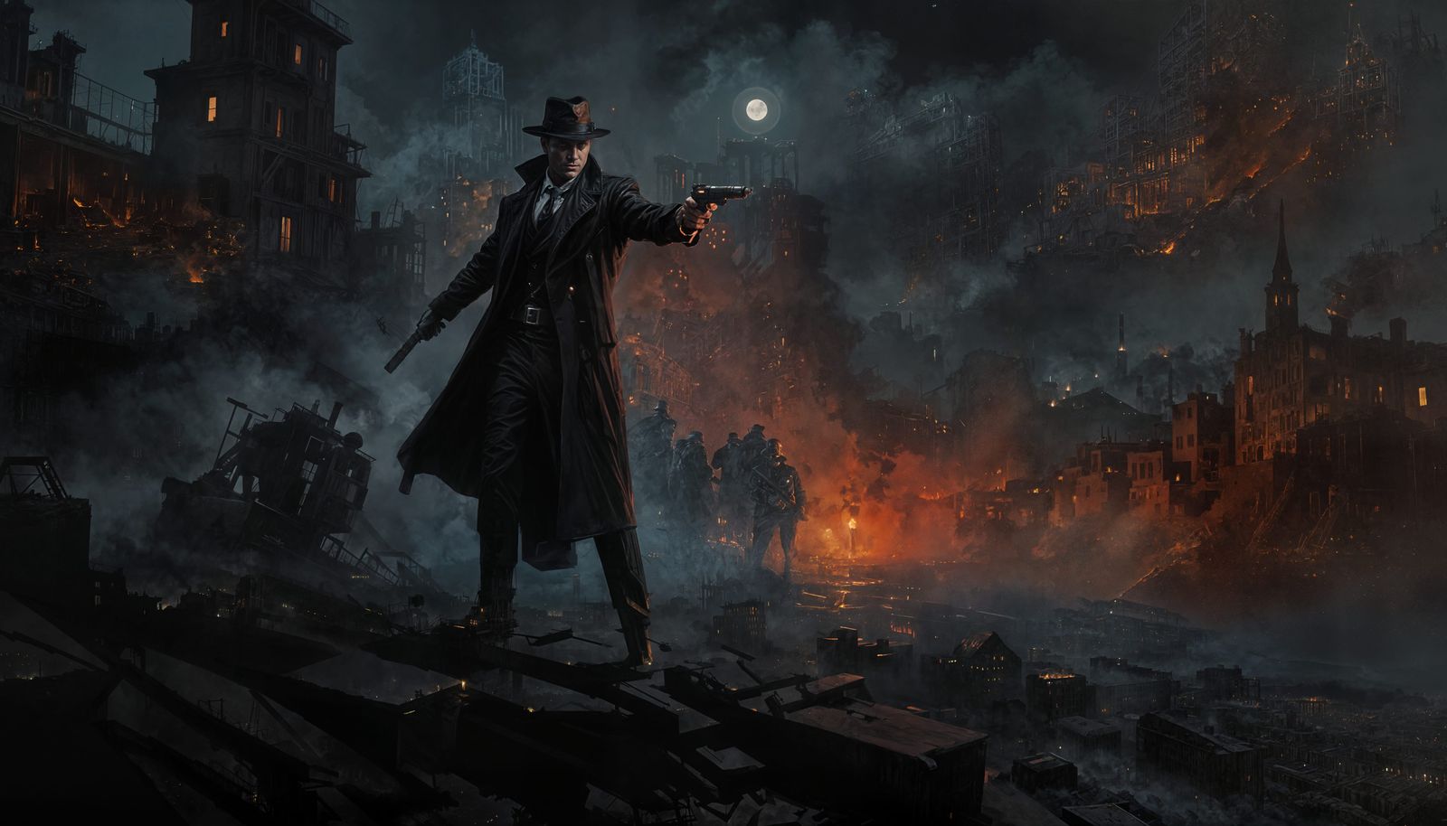 Noir Night Painting of Secrets and Danger