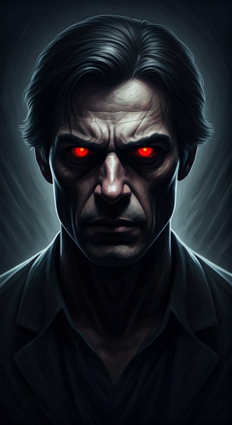 Dark Figure with Piercing Red Eyes