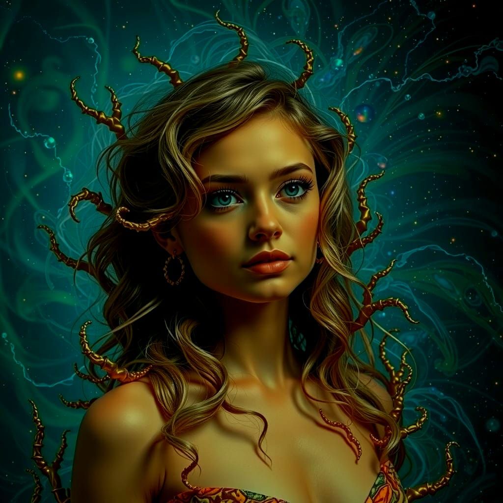 Fertile Landscapes Merge with Iridescent Mountains and Nebul...