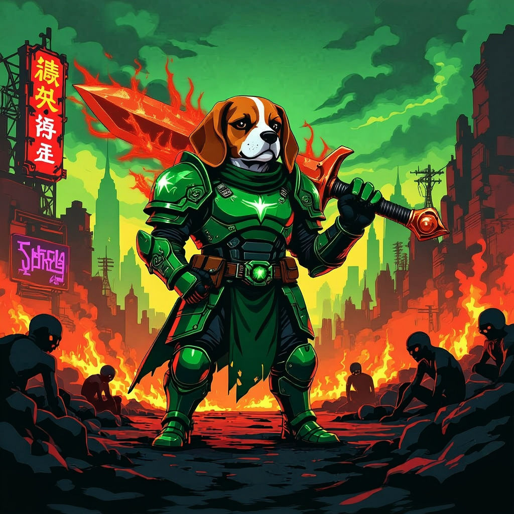 Beagle Warrior in Demonic Armor in Hell