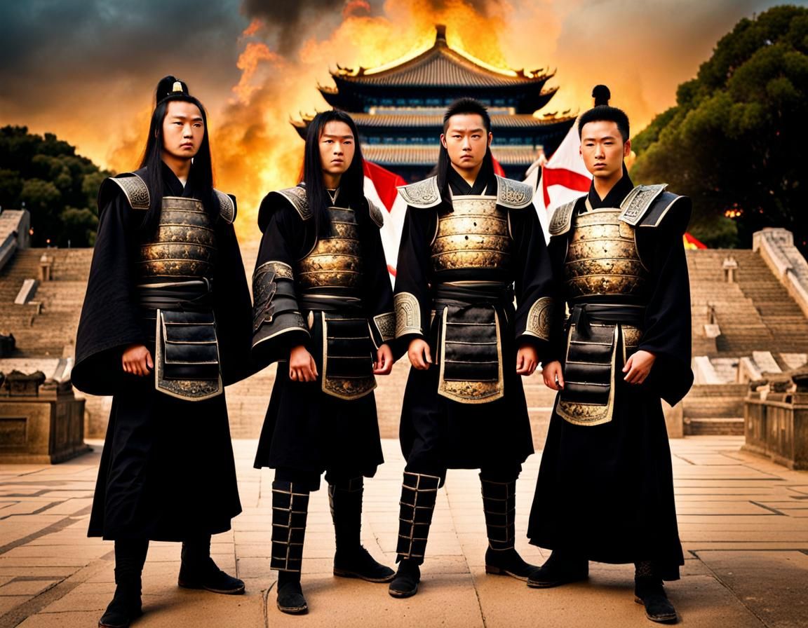 Qin Dynasty Teenagers in Burning Athenian Temple