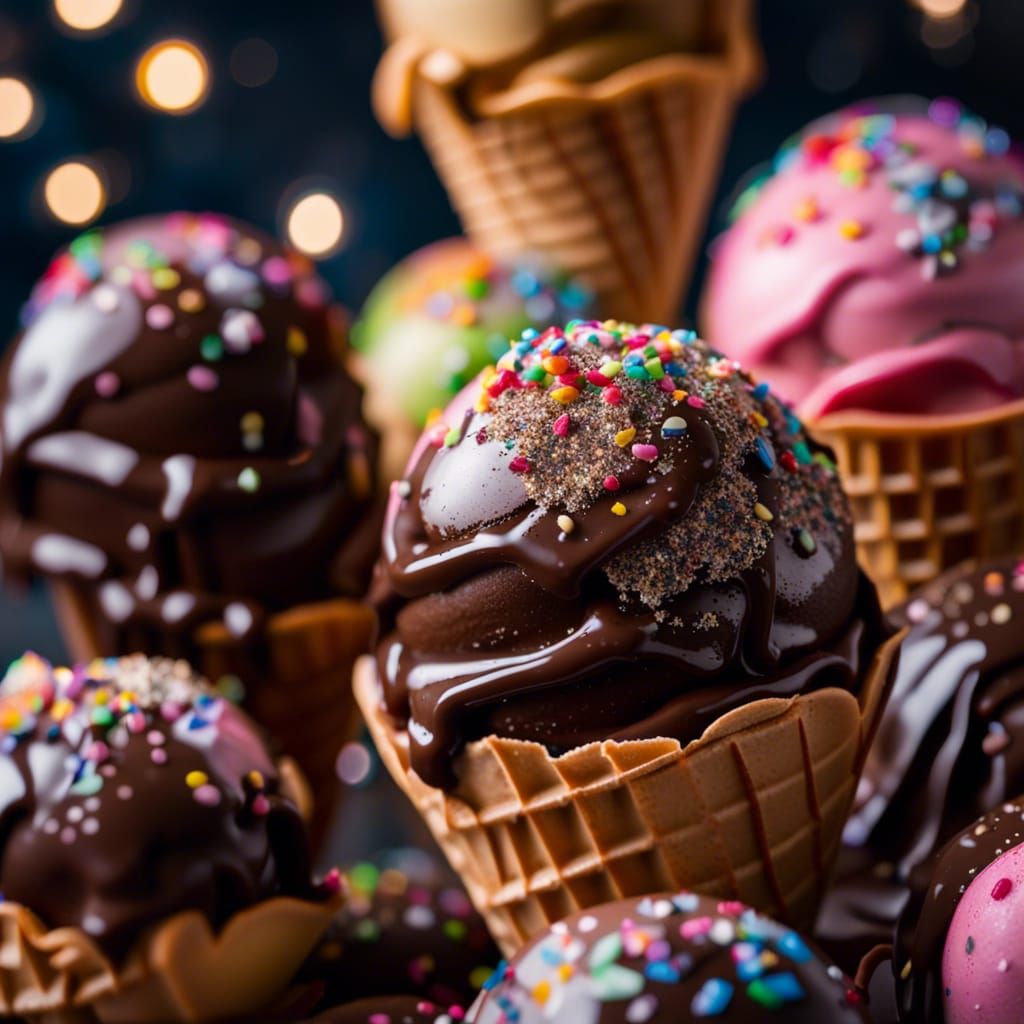 Giant Glittering Ice Cream Cone Tower