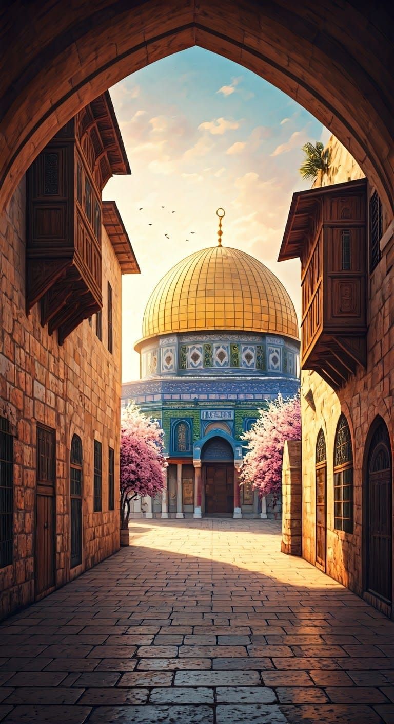 Historic City Courtyard with Dome of the Rock