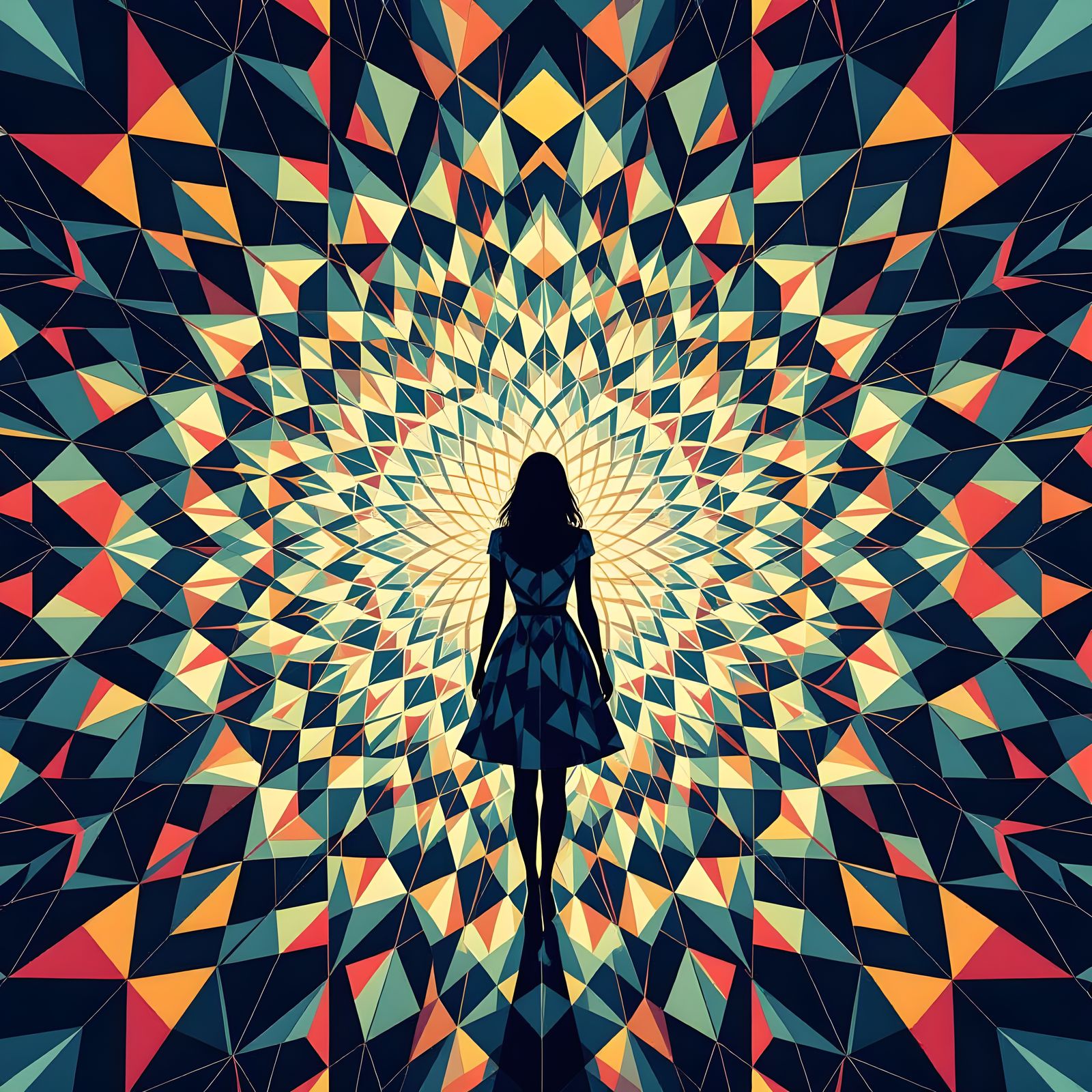 Geometric Kaleidoscope with Mirrored Symmetry