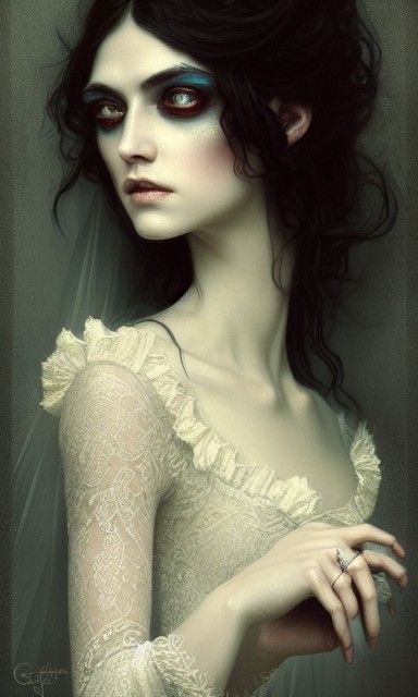 Gothic Romantic Portrait of Androgynous Bride