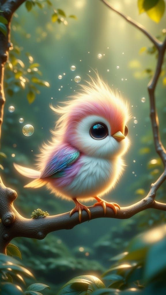 Magical Baby Bird in Enchanted Forest