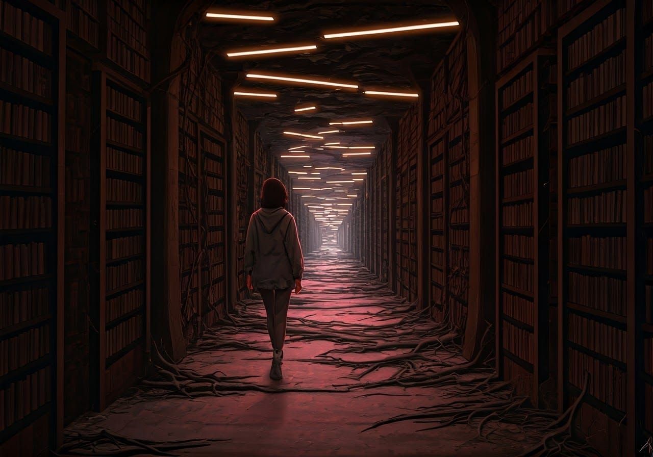 Mysterious Retro-Futuristic Library